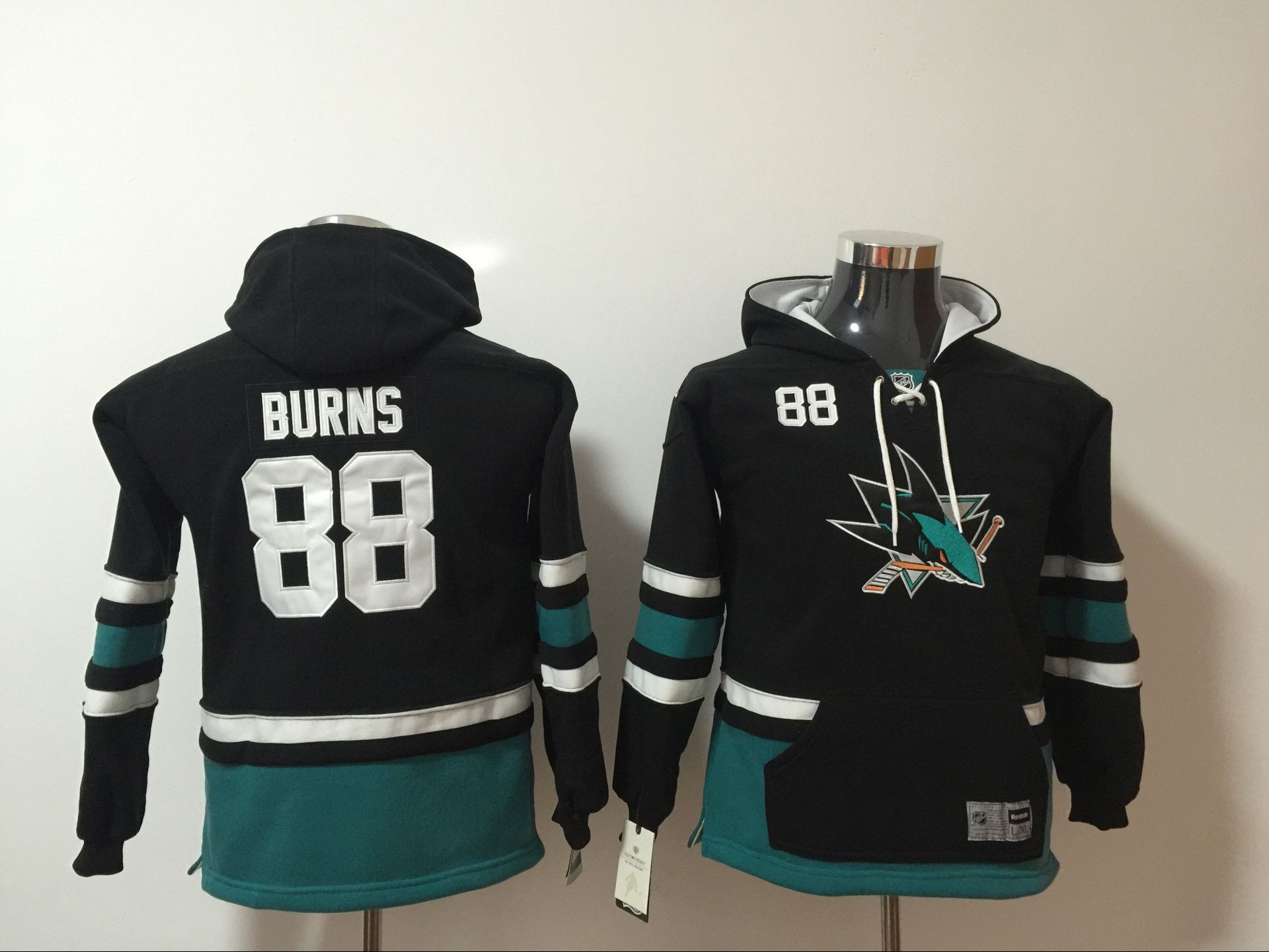 Youth 2017 NHL San Jose Sharks #88 Brent Burns Black Hoodie->youth nhl jersey->Youth Jersey